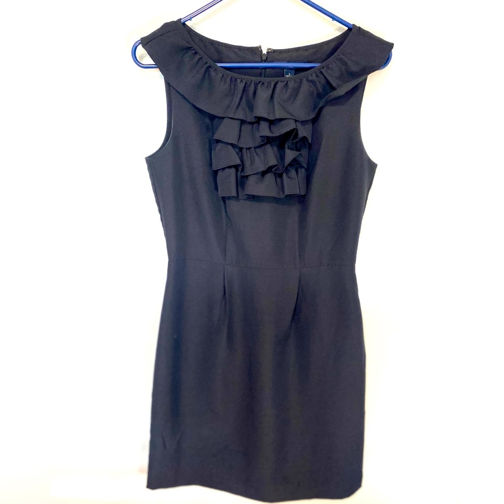 Banana Republic Ruffled Collar Black Dress